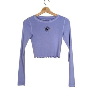 Aeropostale Seriously Soft Baby Tee Lavender Purple Yin Yang Sun Long Sleeve S